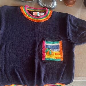 Black Sweater with Colorful Accents